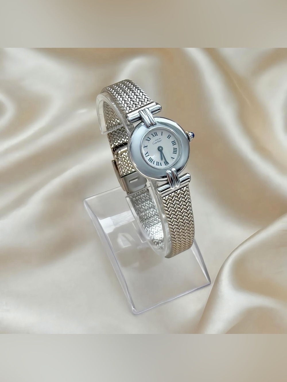 AUTHENTIC VINTAGE CARTIER SILVER WATCH - WITH BOX - Picture 3 of 8